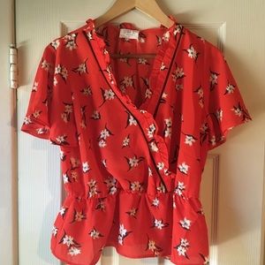 BNWOT Sienna Sky semi sheer floral Peplum blouse